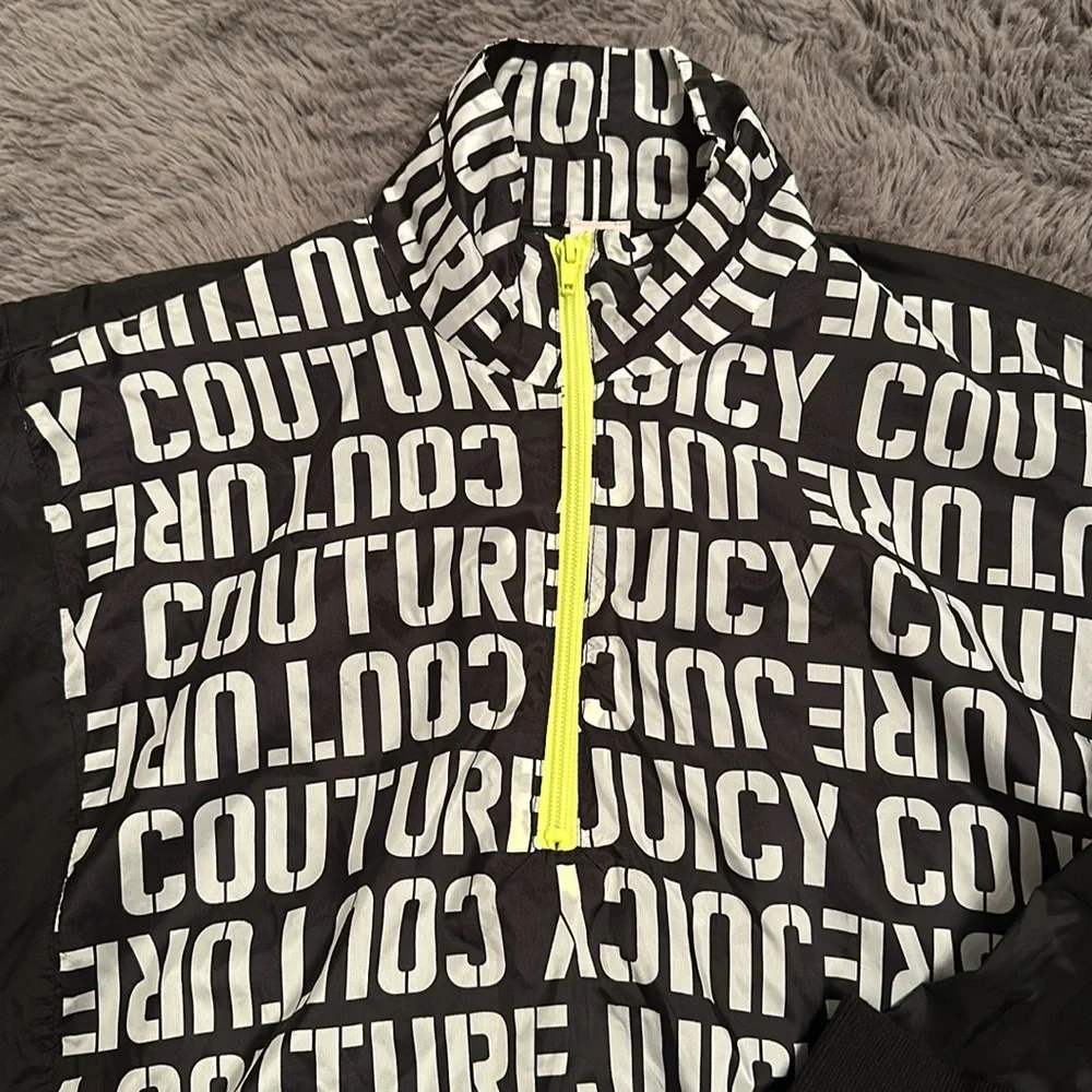 Juicy by Juicy Couture Colorblock Monogram Quarter Zip Windbreaker Size Small - Picture 3 of 7